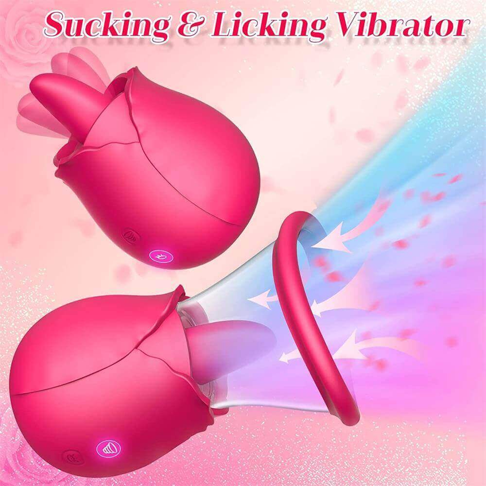 Rose Dual Action Vibrator: Licking & Suction Combined - Image 3