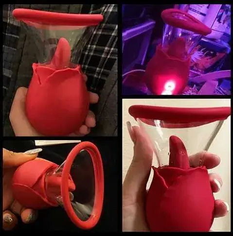 Rose Dual Action Vibrator: Licking & Suction Combined - Image 4