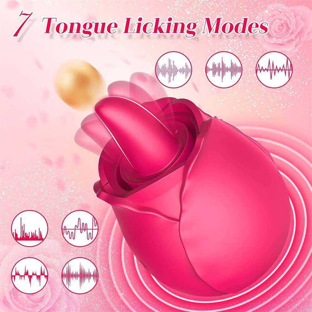 Rose Dual Action Vibrator: Licking & Suction Combined - Image 5