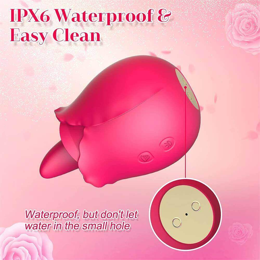 Rose Dual Action Vibrator: Licking & Suction Combined - Image 8