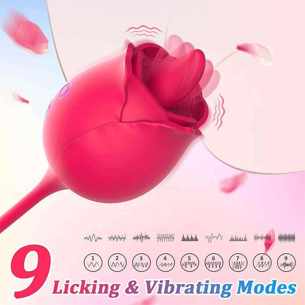 Rose Tongue Licking Thrusting G Spot Dildo Vibrator - Image 3