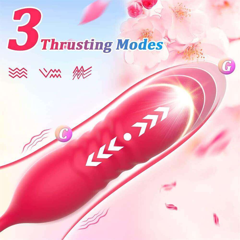 Rose Tongue Licking Thrusting G Spot Dildo Vibrator - Image 4