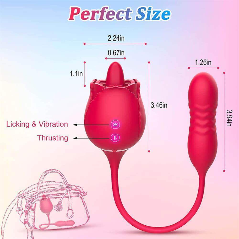 Rose Tongue Licking Thrusting G Spot Dildo Vibrator - Image 6