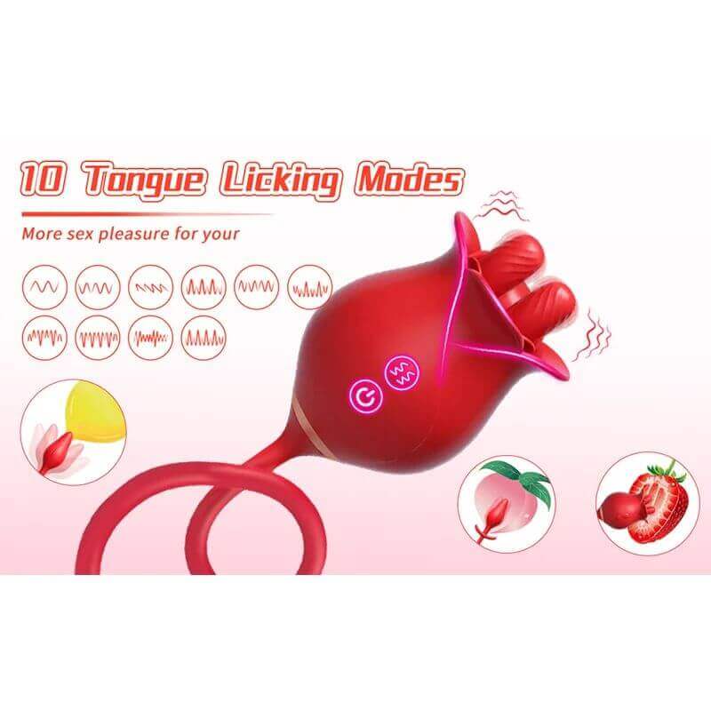 Rose Toy For Men: Dual Stimulation with Tongue Licking & Vibrating Butt Plug" - Image 4