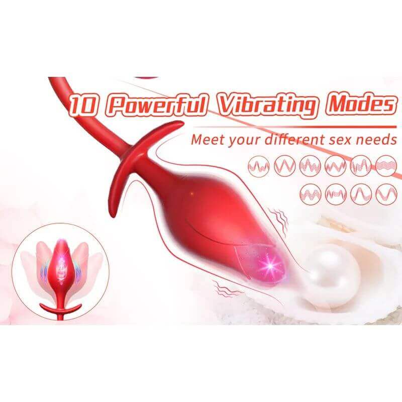 Rose Toy For Men: Dual Stimulation with Tongue Licking & Vibrating Butt Plug" - Image 9