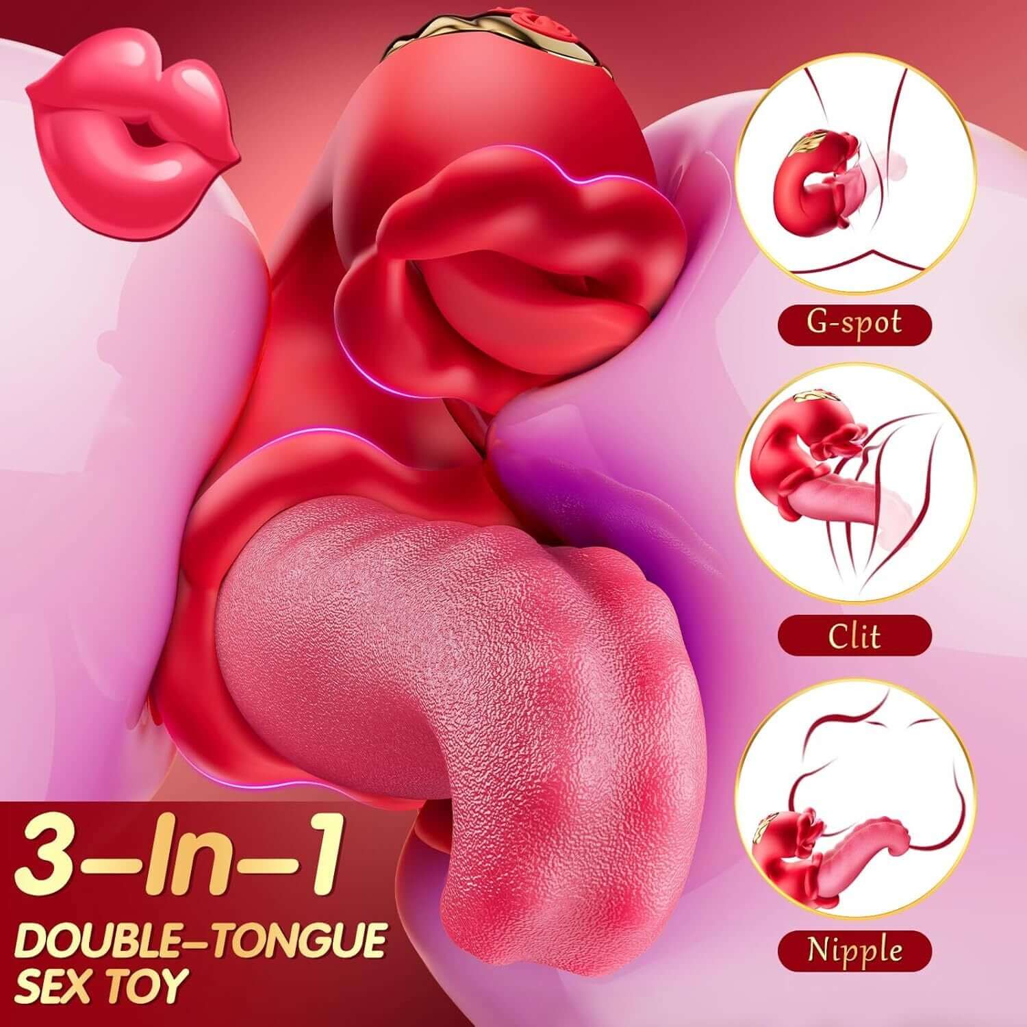 Rose Toy Sex Toys Tongue Vibrator for Women – 10 Licking Clitoral - Image 4